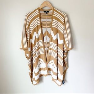 Mossimo Southwestern Tribal Knit Cape Wrap Sweater Creamy Pumpkin White S